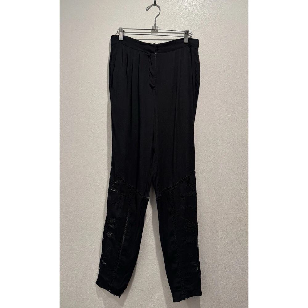 Something Else By Natalie Wood US 4 Embroidered Black Pants‎ Anthropologie